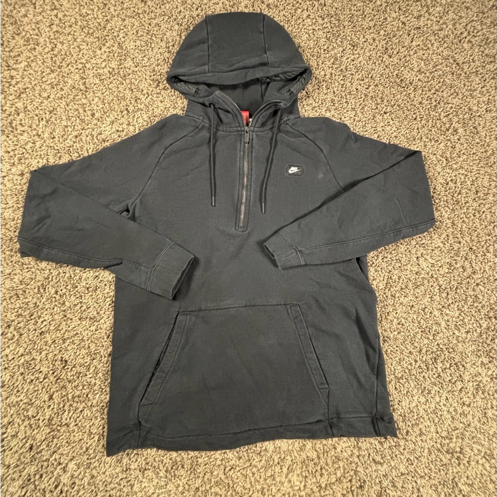 Nike Quarter Zip Hoodie Sweatshirt Pullover Black 805132-010 Mens Size Large